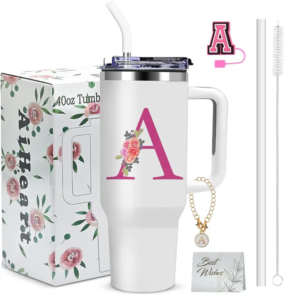 Personalized Gift for Women,40oz Initial Cup,Birthday Gift for Mom