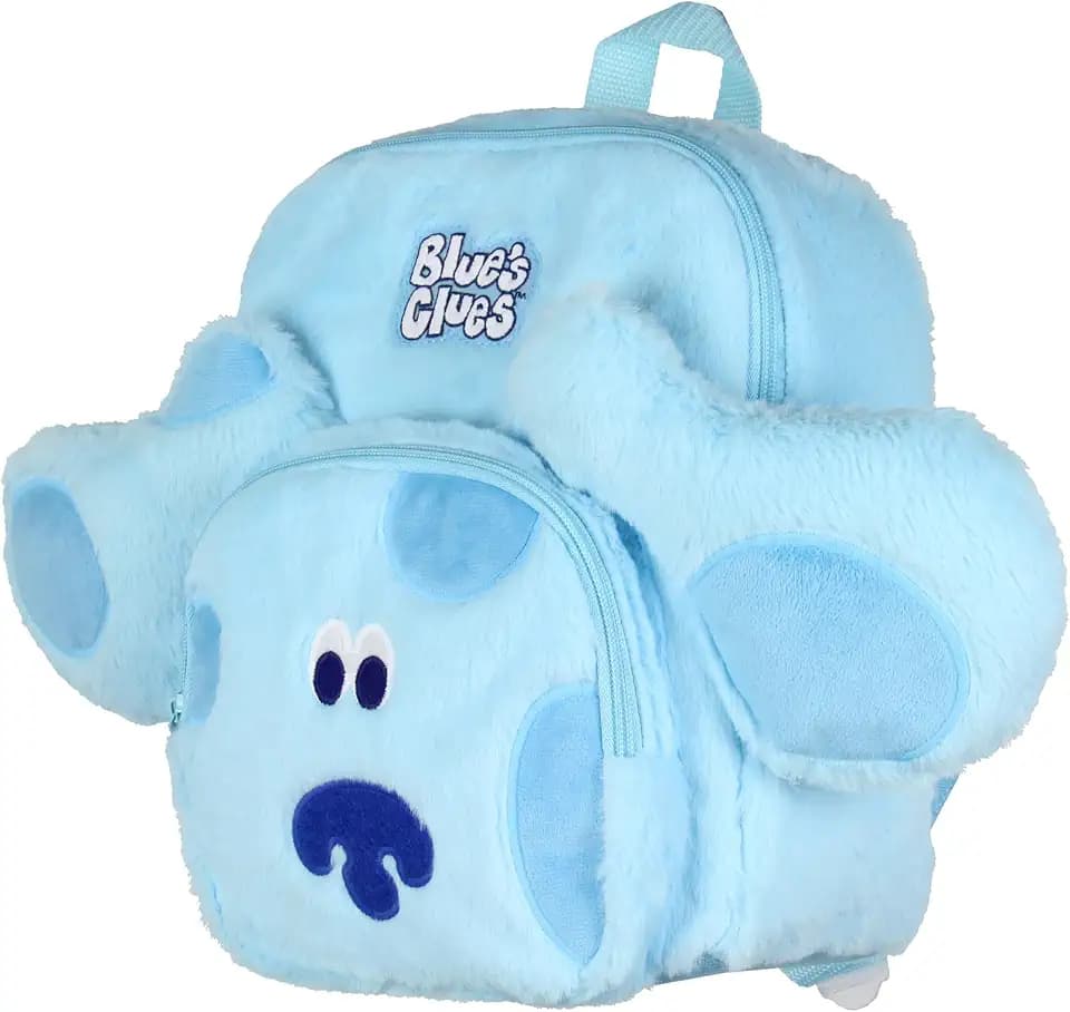 INTIMO Blue's Clues Fuzzy Soft Character Cartoon Face 12 Inch Backpack For Daily Use