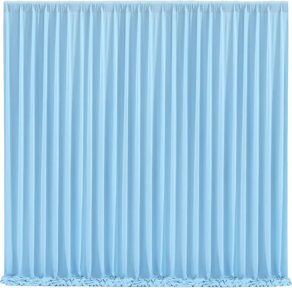 Blue Backdrop Curtains 4 Panels - Wrinkle-Free Light Blue Curtains Polyester Photography Drapes Photo Background for Baby Shower Birthday Party Decorations- 16 X10FT (Blue)