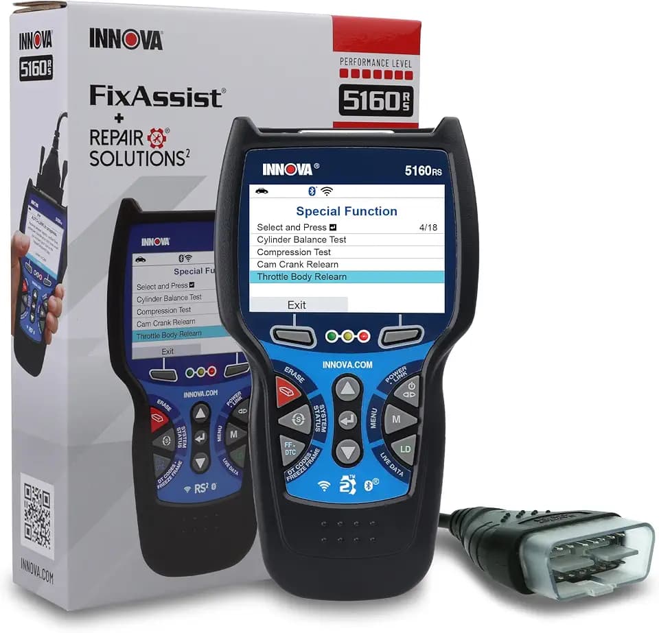 INNOVA 5160RS, OBD2 Bidirectional Scan Tool, OE-Level All System Diagnostics, Reset Oil Light/Battery/EPB/SAS/DPF, Mechanic Recommended Fixes & Parts, TSBs, 1yr Warranty, Free Updates