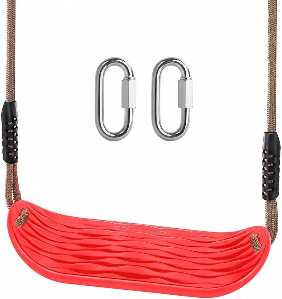 Kinderschaukel Outdoor Schaukelsitz mit verstellbarem 2m Seil und 2 Verschluss, Langlebige Schaukel für Garten und Indoor, Kinder, Knallrot