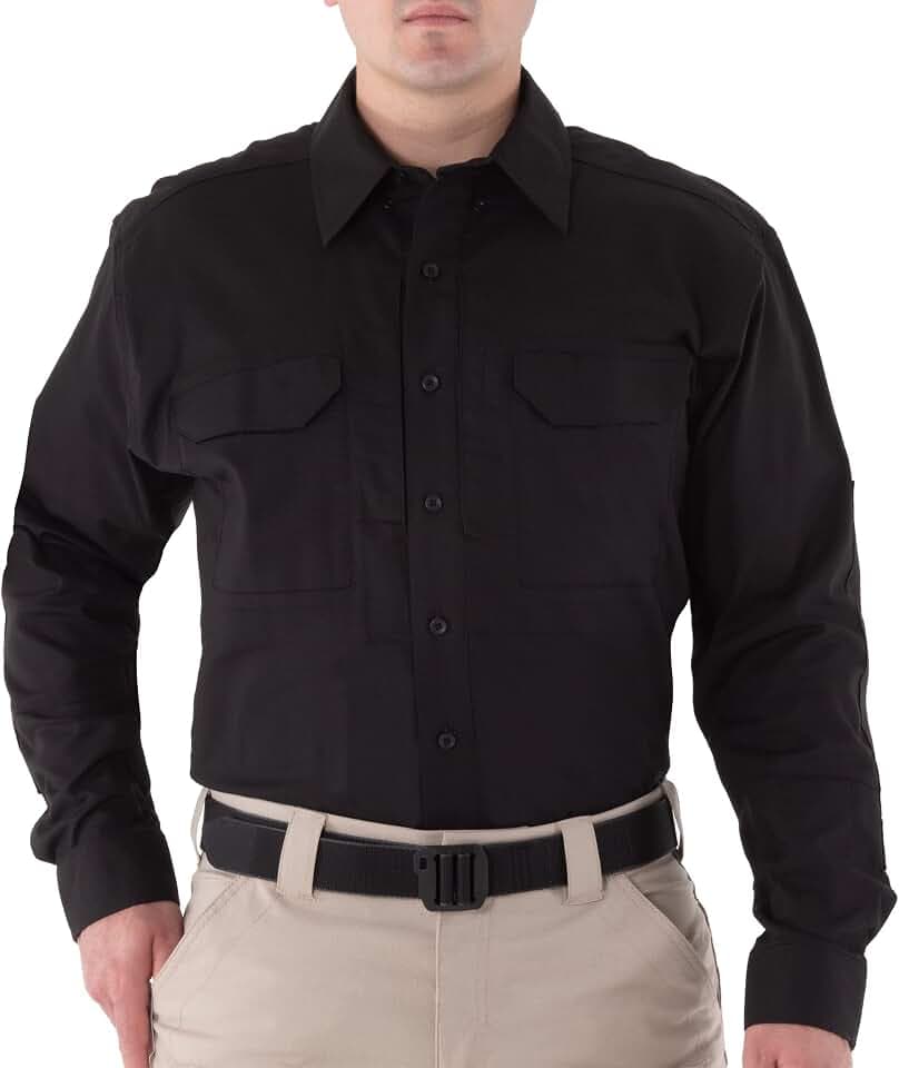First Tactical Men’s V2 Tactical Longsleeve Shirt | Inset Pocket Design with Microphone Cord Pass Through Holes