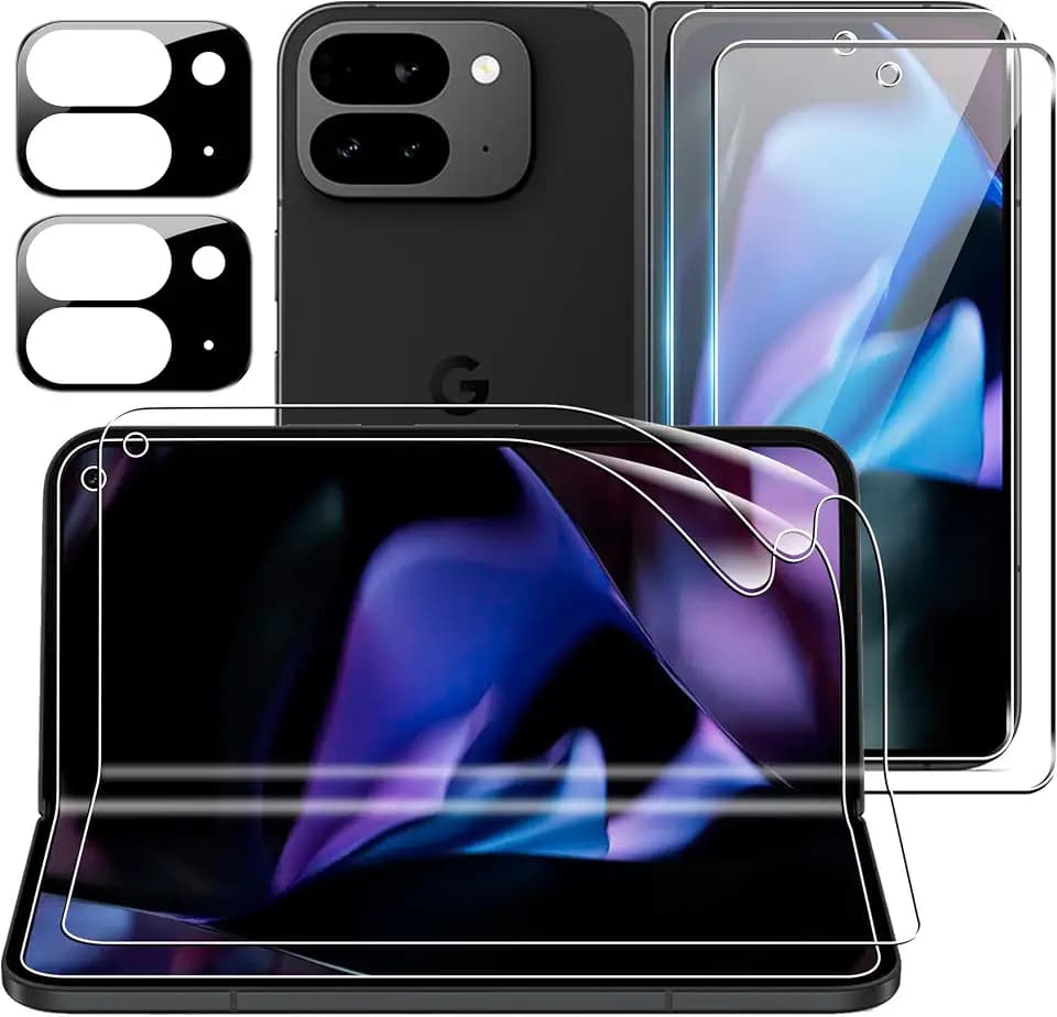 CAUHENYEE Schutzfolie für Google Pixel 9 Pro Fold Panzerglas, [2+2+2] externer Displayschutz + interner TPU-Soft-Displayschutz + Kameraschutz, Telefonschutz-Set, HD 9H gehärtetes Glas, Anti-Kratzer