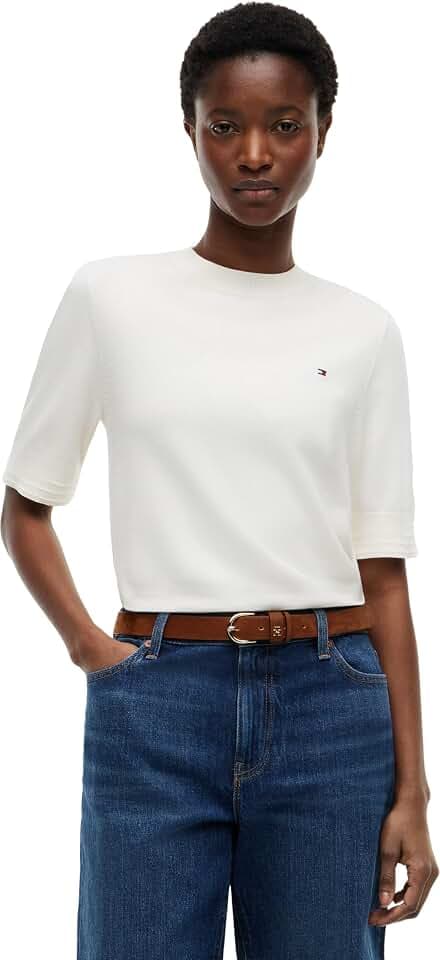 Tommy Hilfiger Damen Co Jersey Fine Gg C-nk Ss SWT Ww0ww49705 Pullover (1er Pack)