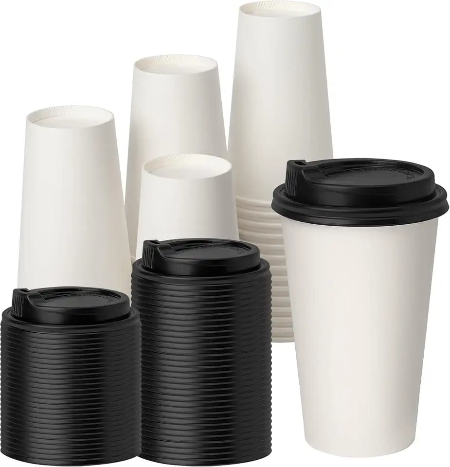 YEEHAW 16 oz Disposable Coffee Cups with Lids 100 Pack