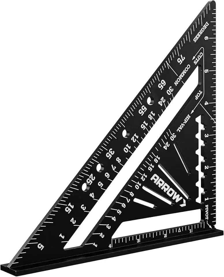 Arrow Aluminum Alloy Rafter Square, 7-Inch Carpenter Square Layout Tool