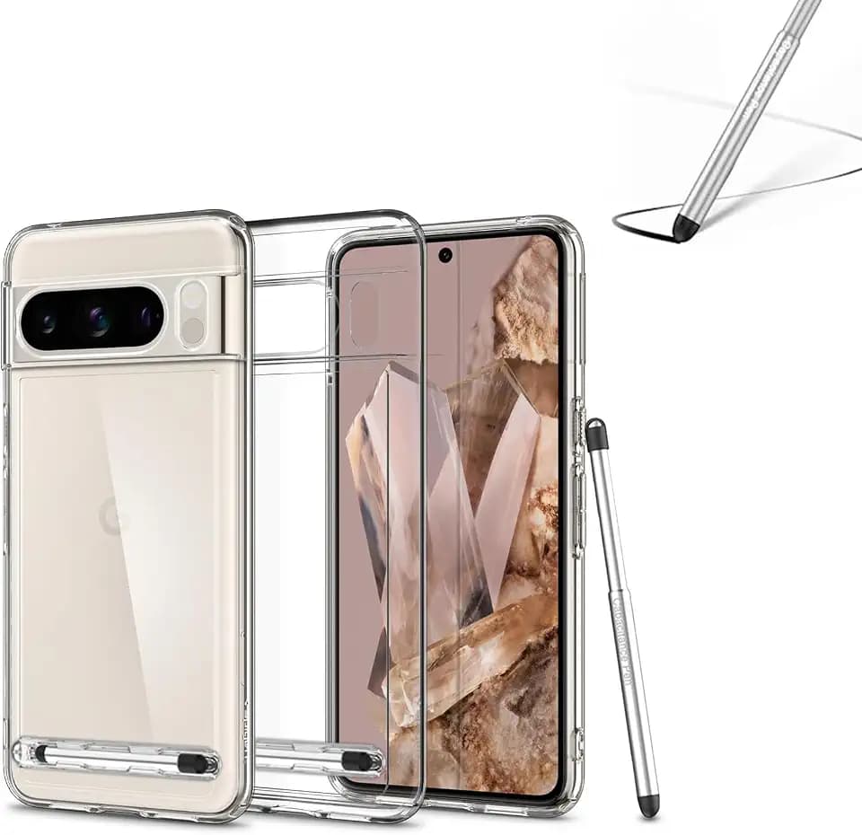 for Google Pixel 8 Clear Case with Pen,Slim Shockproof Not Yellowing Transparent Phone Protection Cover for Google Pixel 8 6.1 Inch. (Google Pixel 8)