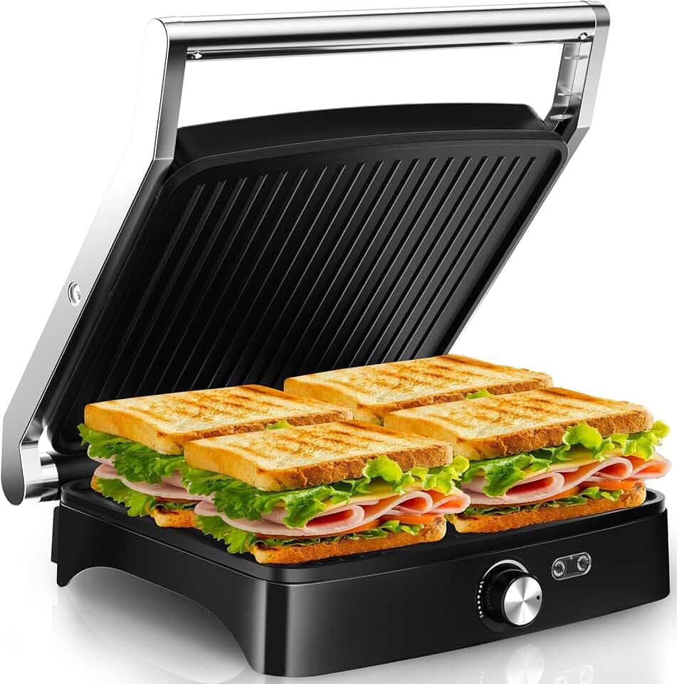 YASHE Kontaktgrill 2000W, Panini-Grill mit Temperaturregler