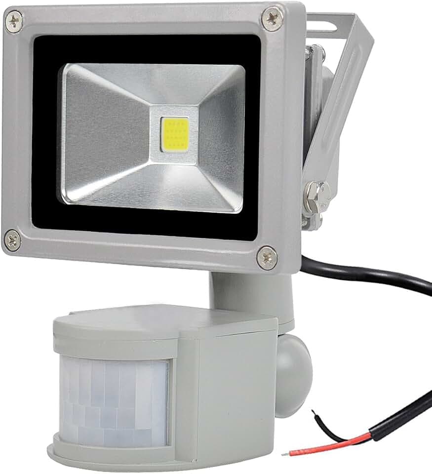 12V AC/DC 10W LED Bewegungssensor Flutlicht,Mini IP65 Wasserdichtes Außenlicht,900LM,6000k,Tageslichtweiß Sicherheitslicht mit PIR,KEIN Stecker,80W Halogenbirne Gleichwertig