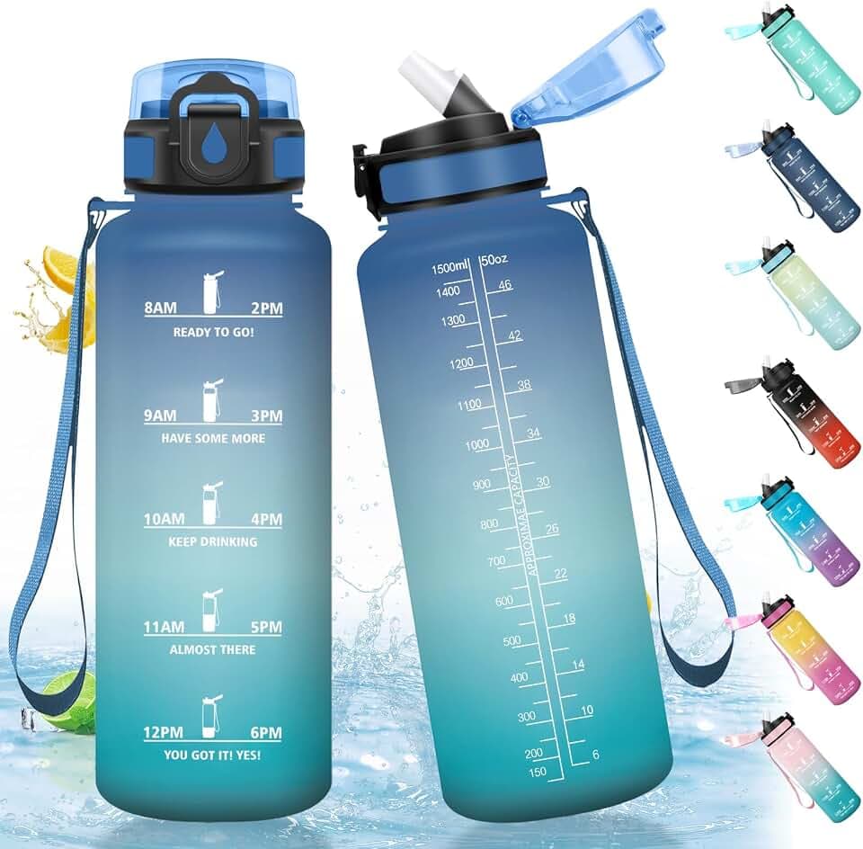 HoneyHolly Trinkflasche 1500ML, BPA-Frei, Trinkflasche Kohlensäure Geeignet, Wasserflasche Auslaufsicher, Sportflasche mit Strohhalm, Wasserflasche Sport für Outdoor, Wandern, Fitness, Radfahren