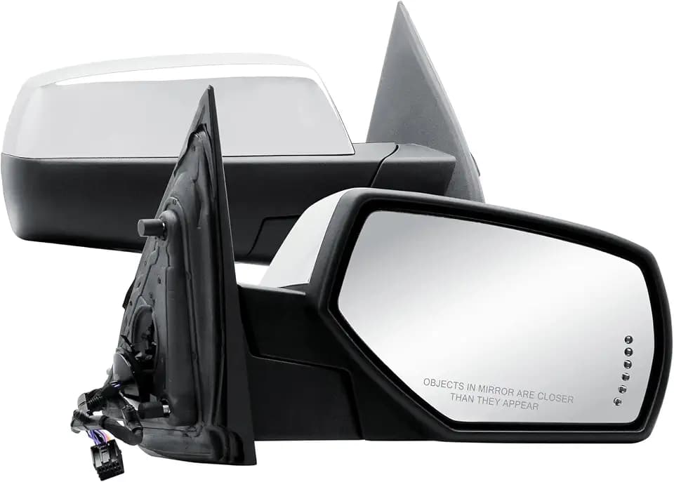 Passenger Right Side Door Mirror Power and Heated Glass with Turn Signal Arrow with Menory and Chrome Back Cover Power Folding for 2014-2019 Chevrolet Silverado GMC Sierra 1500 2500 3500