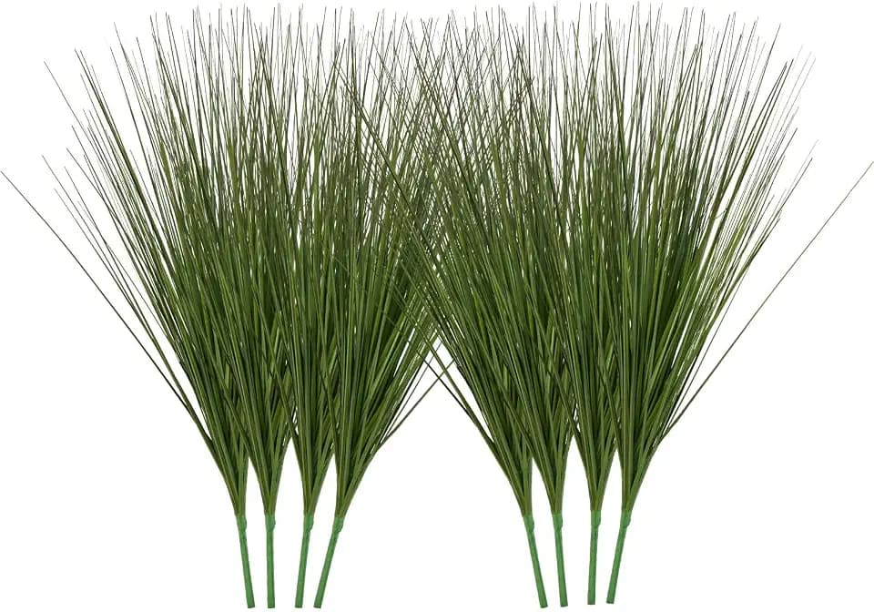 VEVOR Artificial Grass Plant, 27 inch Faux Onion Grass Fake Greenery Shrubs Plant, Premium PVC for Indoor Outdoor House Home Garden Office Room Décor, Housewarming, 8 Pack Green