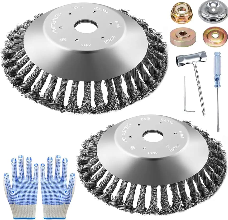 2Pcs Unkrautbürste für Freischneider,6 Zoll+10 Zoll 25,4 mm Unkrautbuerste,Drahtbürste Für Freischneider Unkrautbürste,Unkrautburste Für Motorsense Mit Unkrautbürst,Wildkrautbürste für Motorsense
