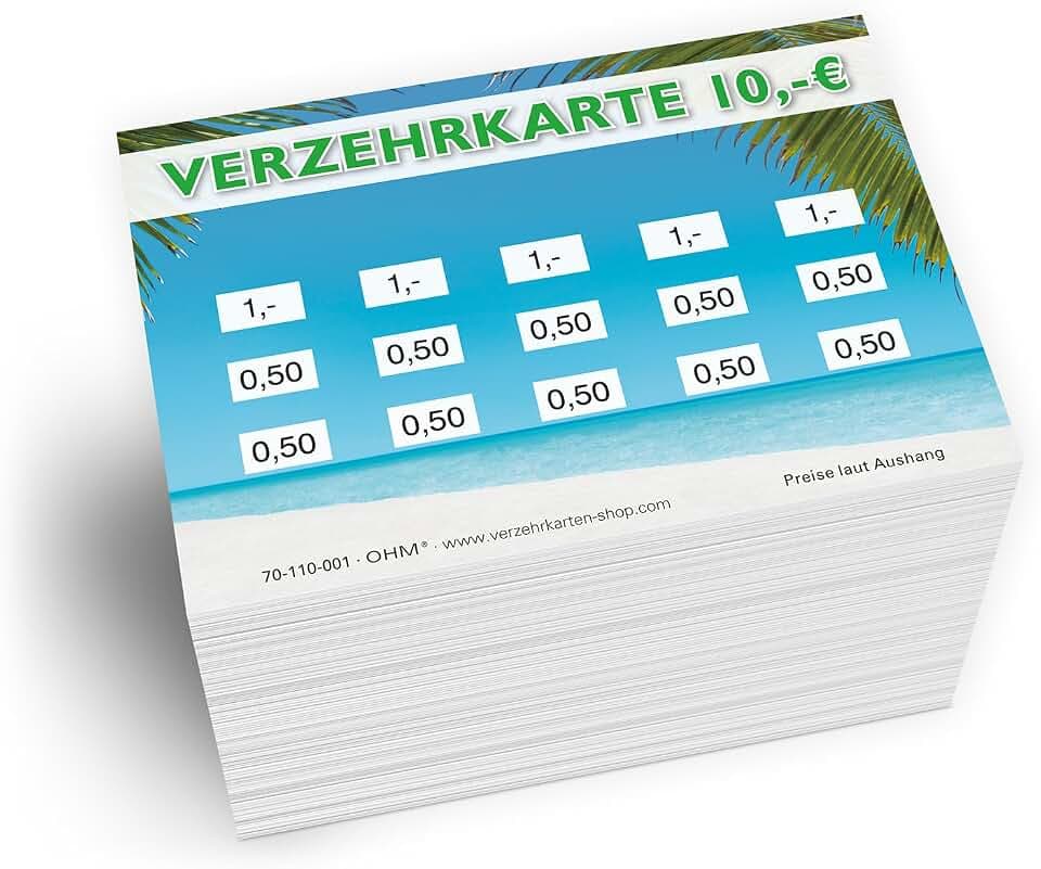 250 Verzehrkarten Beachparty Gesamtwert 10 Euro Einzelwerte 0,50/1,-