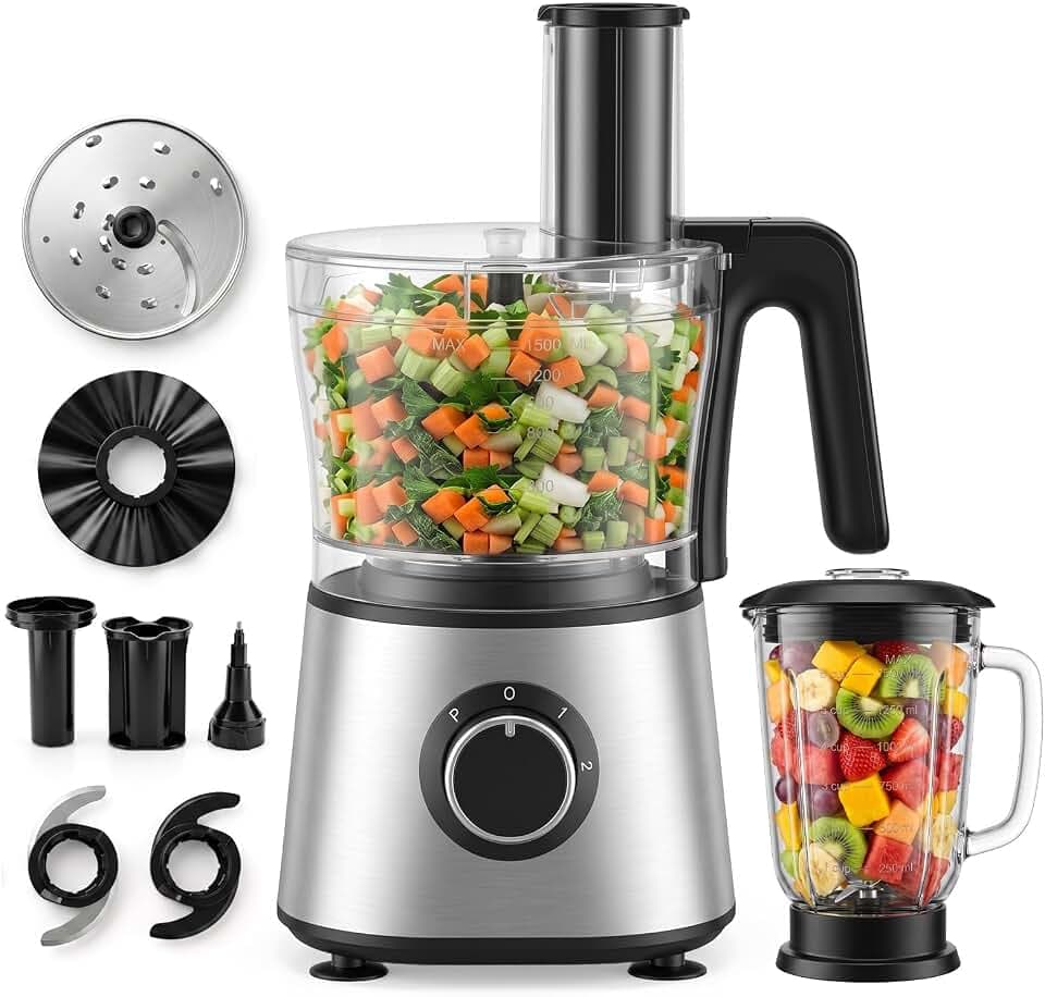 NEWBULIG Electric Food Processor and Vegetable Chopper, 6.3-Cup Capacity