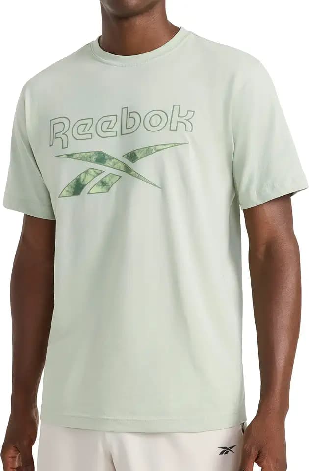 Reebok Men's Short Sleeve Graphic Crewneck T-Shirt, Standard Fit, Lightweight Cotton-Poly Fabric