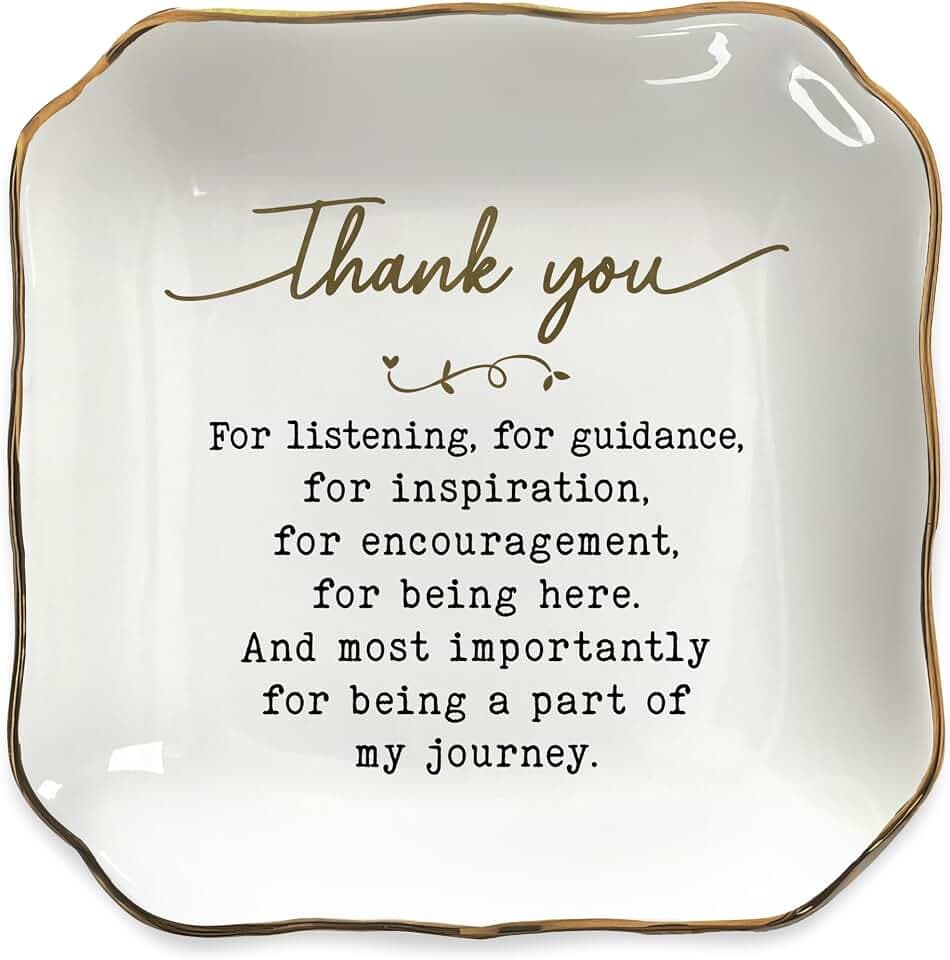 OASSIE Thank You Gifts for Women - 4"x4" Jewelry Dish Tray, Retirement Gift
