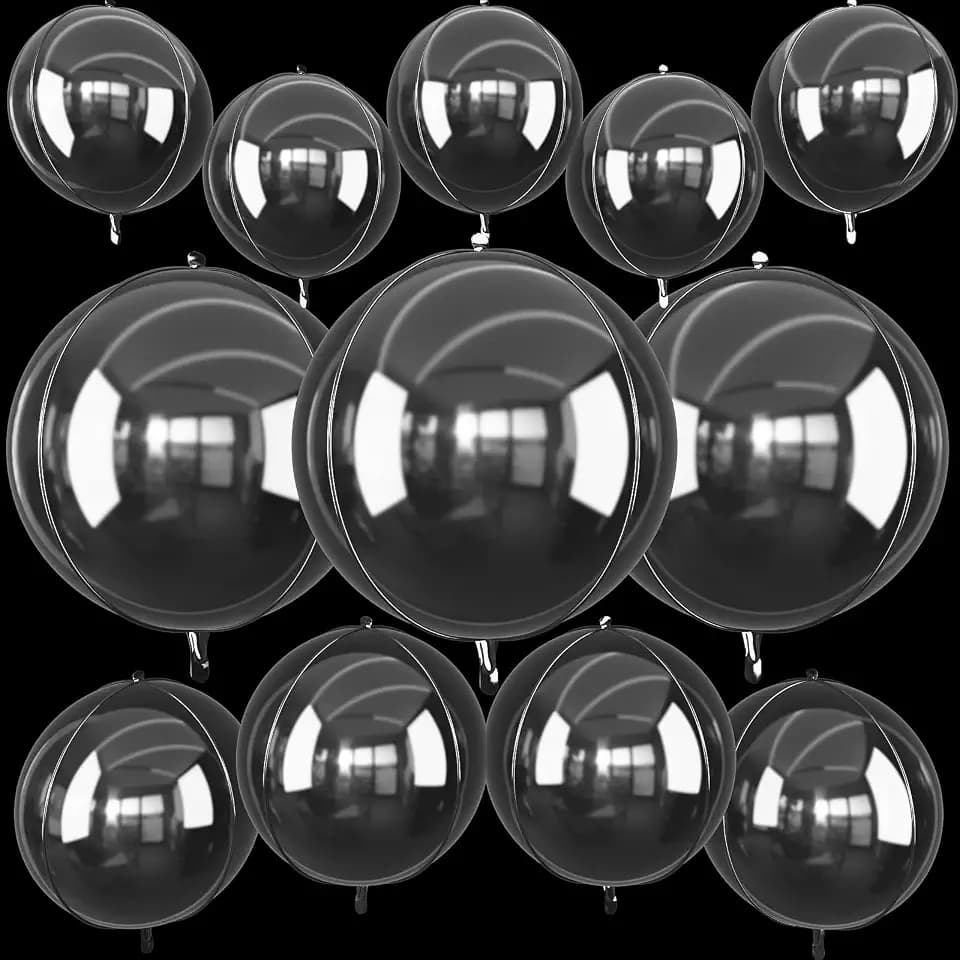 12 x transparente runde Folienballons, 55,9 cm, 38,1 cm, 25,4 cm, große
