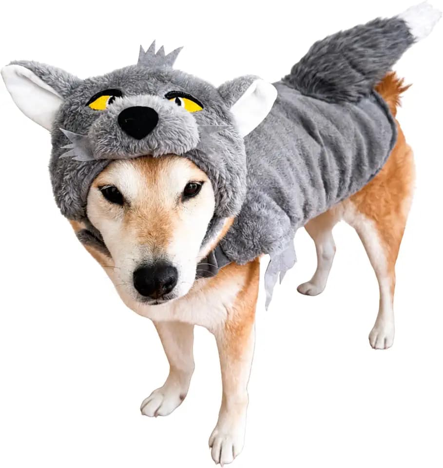 ComfyCamper Dog Wolf Cape and Headpiece Costume Werewolf Halloween Costumes, M