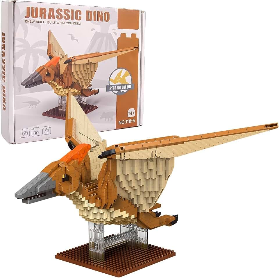 Pterosaurier Bausteine Spielzeug Mini Blöcke, Dino Bausteine Dinosaurier Modell Geburtstag oder Urlaub Geschenke für Kinder