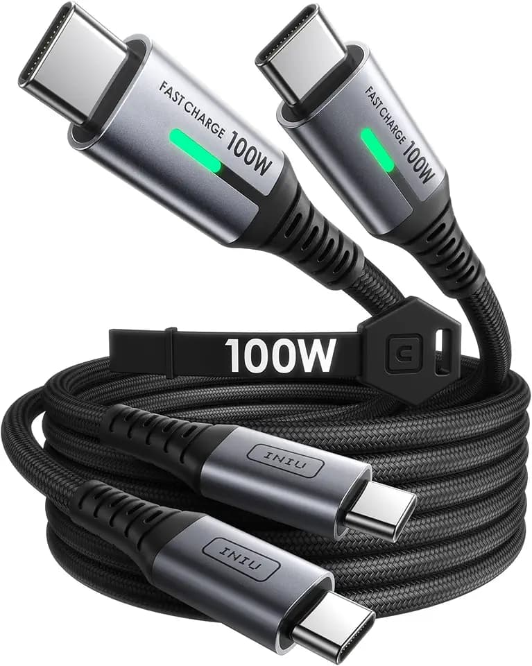 INIU USB C Cable, [6.6ft+6.6ft] 100W PD Fast Charging USB C to USB C Cable