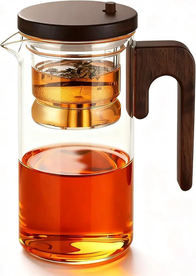 800ml Glas-Teekanne mit Teesieb: Hochwertiges Borosilikatglas, Magische Wassertrennung Teekanne für losen Tee, Transparent, für Haushalt, Büro und Hotel