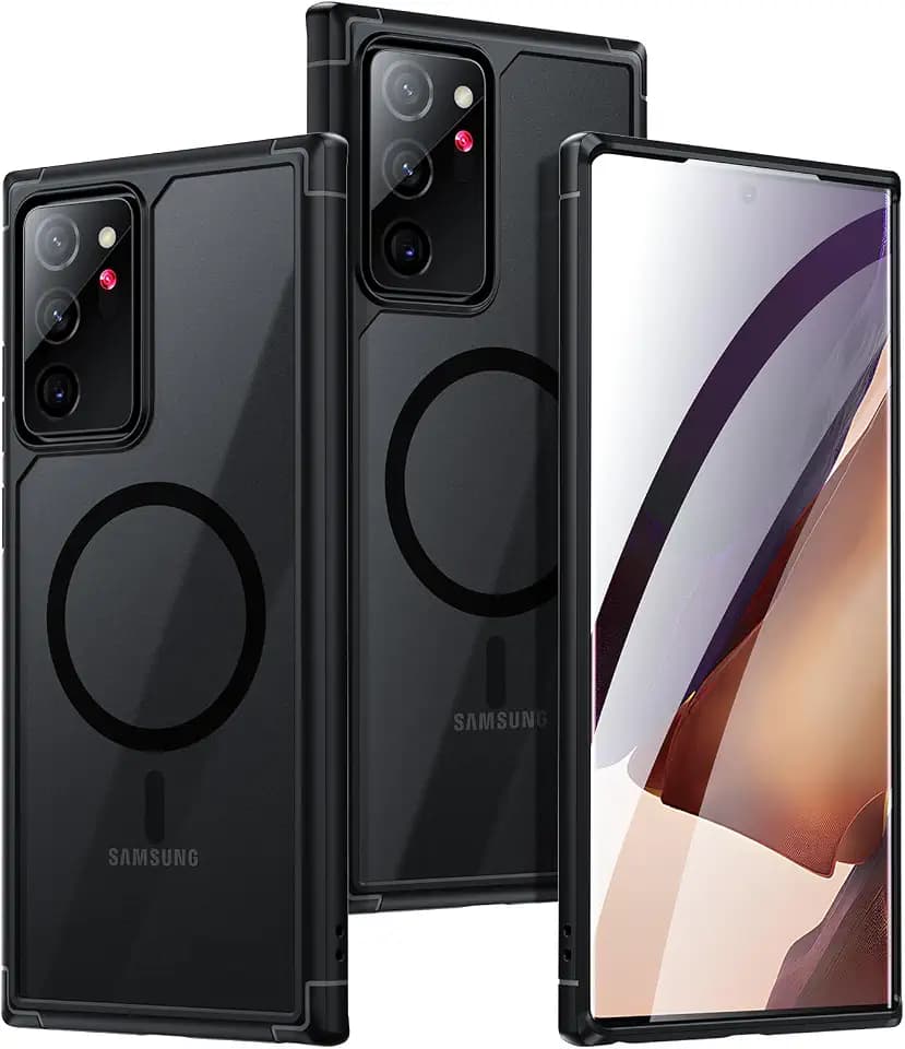 for Samsung Galaxy Note 20 Ultra Magnetic Case - [Compatible with Magsafe Accessory][Military Drop Protection] Soft TPU Bumper + Translucent Matte Back Cover for Note 20 Ultra, Matte Black