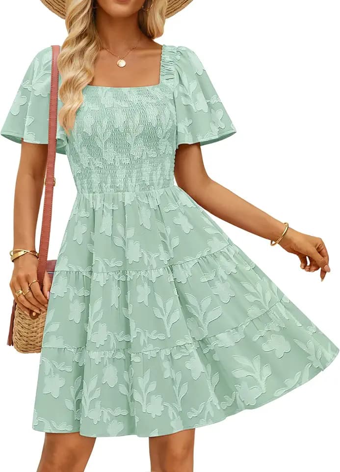 ZESICA Women's 2026 Summer Boho Floral Flowy Mini Dresses