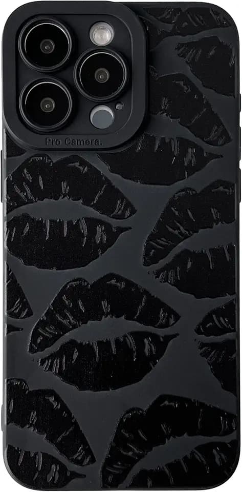 FLIRACON Black Lips Print Soft Phone Case Compatible with iPhone Case(Black,for iPhone 17 Pro Max)