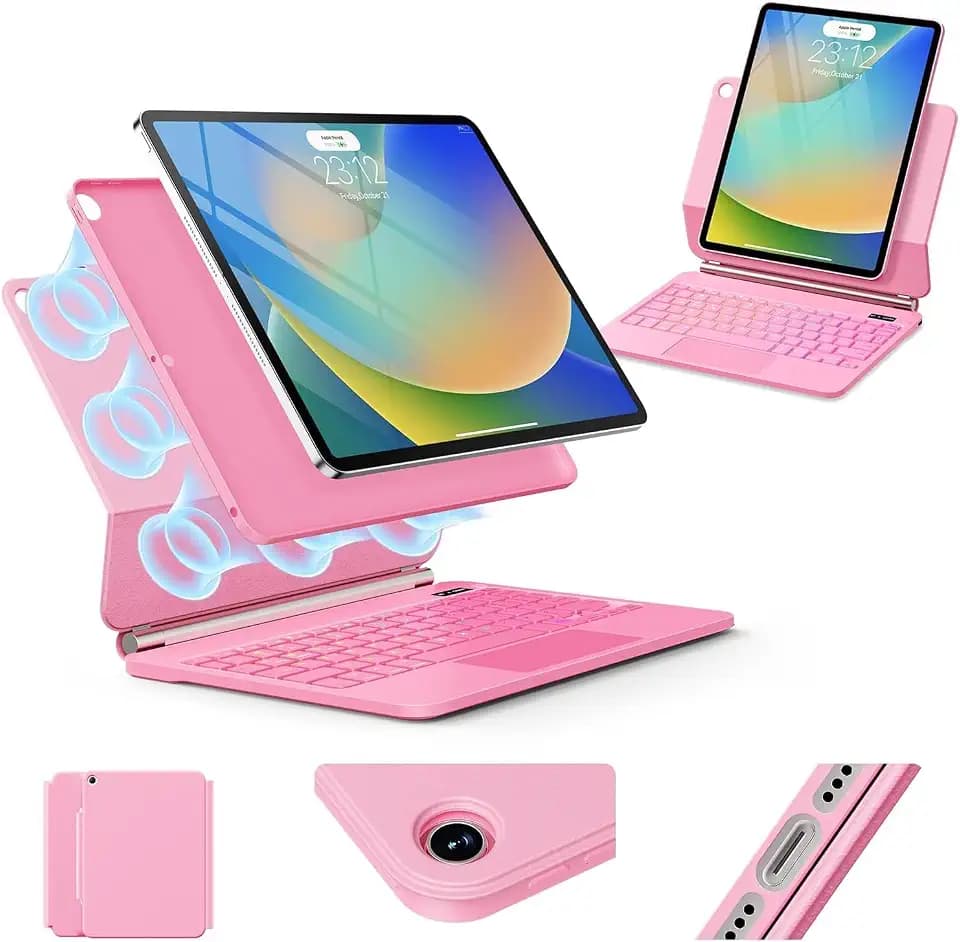 GGQFGTOJ for iPad 9th Generation Case with Keyboard,Keyboard Case for iPad 9th/8th/7th Gen， Magic-Style Magnetic Keyboard Case with 7-Color Backlight - Multi-Touch Trackpad for iPad 10.2 inch