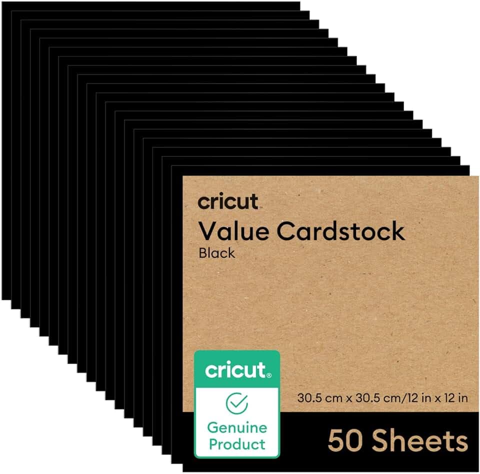 Cricut® Value Cardstock, Black - 12 in x 12 in (50 Sheets)
