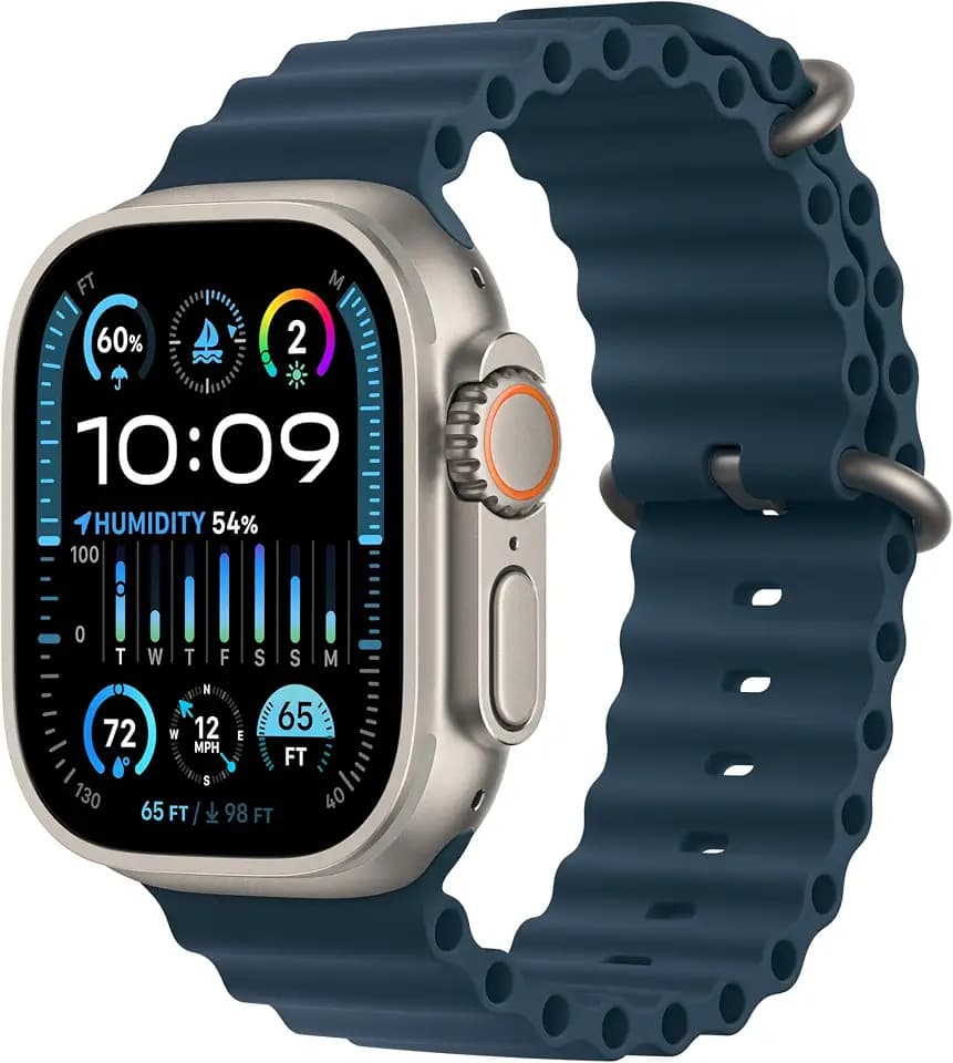Apple Watch Ultra 2 [GPS + Cellular 49mm] Smartwatch with Rugged Titanium Case & Blue Ocean Band. Fitness Tracker, Precision GPS, Action Button, Extra-Long Battery Life, Bright Retina Display