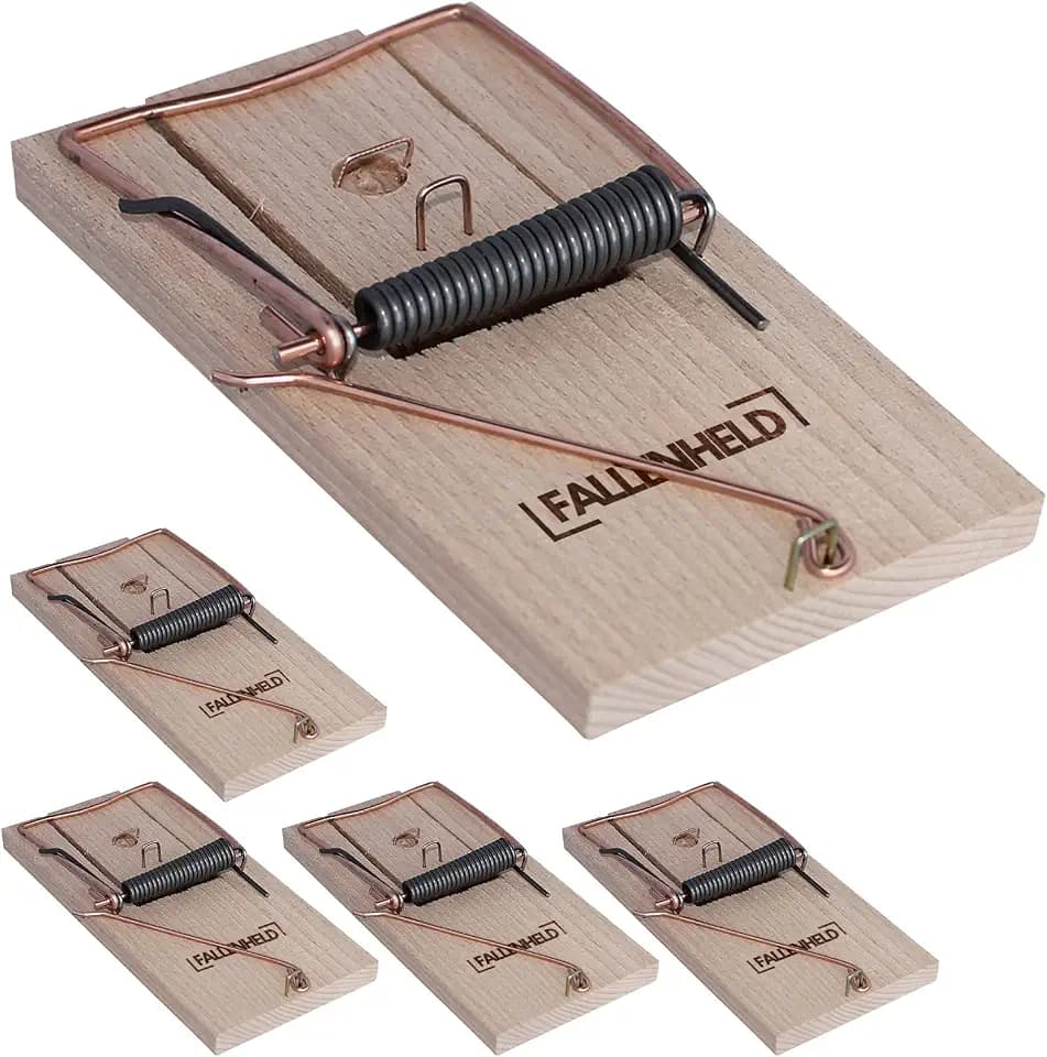5er Pack mit klassischen Rattenfallen aus Holz, Schlagfalle, Schnappfalle, wiederverwendbar, Starke Schlagkraft, innen anwendbar