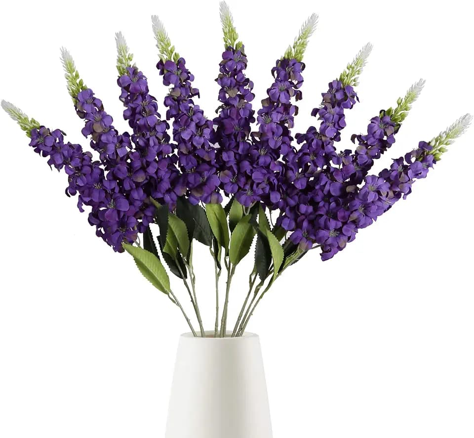 IPOPU 8PCS Snapdragon Artificial Flowers Purple Delphinium Artificial Silk Flowers Long Stem Hyacinths Fake Flowers for Wedding Home Outdoor Floral Arrangements Centerpieces Table Decorations (Purple)