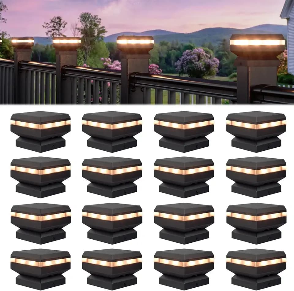 Egadis Solar Post Cap Lights for 2.56 in. x 2.56 in. Posts, 16 Pack