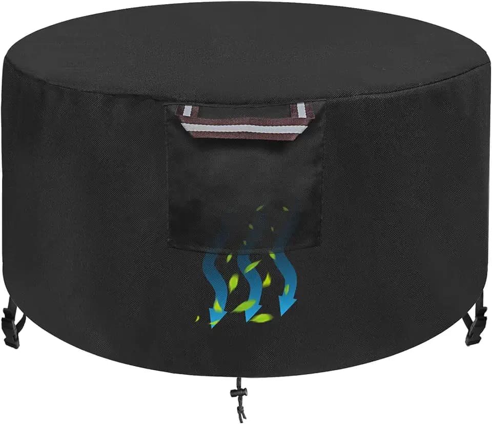 WICKTICK Round Fire Pit Table Cover 36 x 25 inch, Waterproof, Heavy Duty