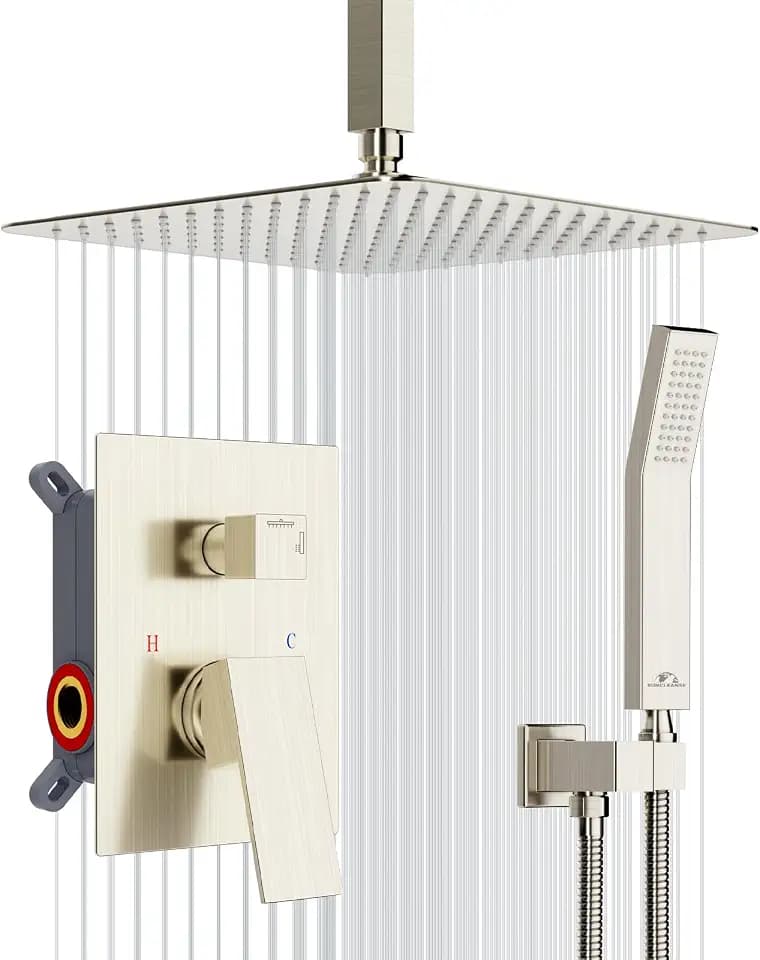 SunCleanse Rainfall Shower Faucet Set with High Pressure in Brushed Nickel