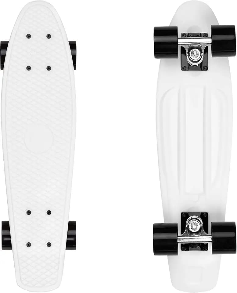 Retrospec Quip Mini Cruiser Skateboard 22.5" Classic Retro Plastic Cruiser Complete Skateboard with ABEC 7 Bearings and PU Wheels Compact Board w/Grippy, Molded Waffle Deck