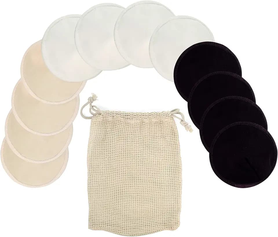 Jané Stilleinlagen Waschbar Wiederverwendbar, 12 Stück, 3-Schicht Absorption, Baumwolle und Bambus, Größe M 10 cm (Cup A-C)