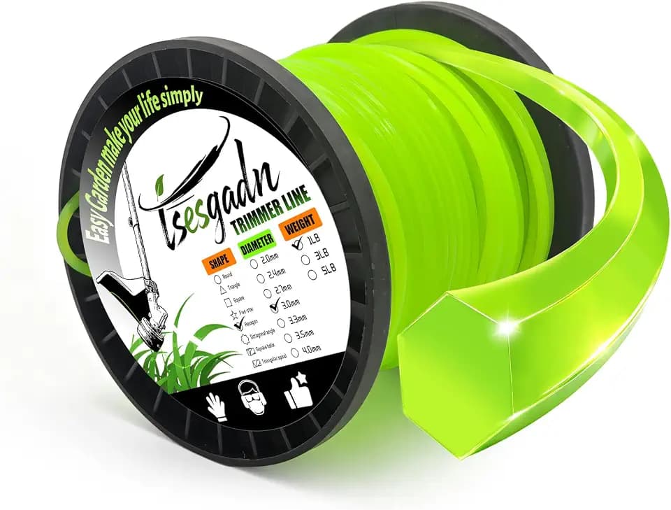 0.118" Trimmer Line, 1LB Heavy Duty Hexagonal Weed Wacker String Green