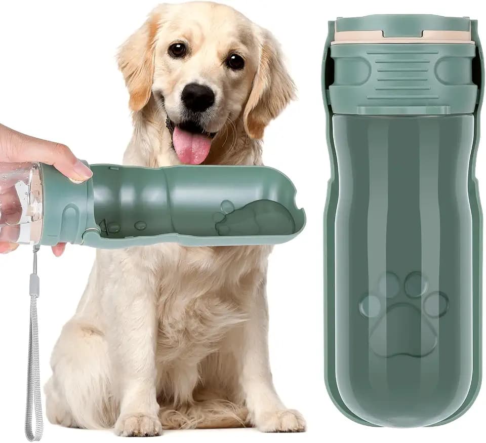 AiQInu 520ML Hunde Trinkflasche, 180° Faltbare Hund Katze Haustiere Auslaufsicher Wasserflasche, Tragbare Hundewasserflasche für Kleine Pet zum Wandern Reisen