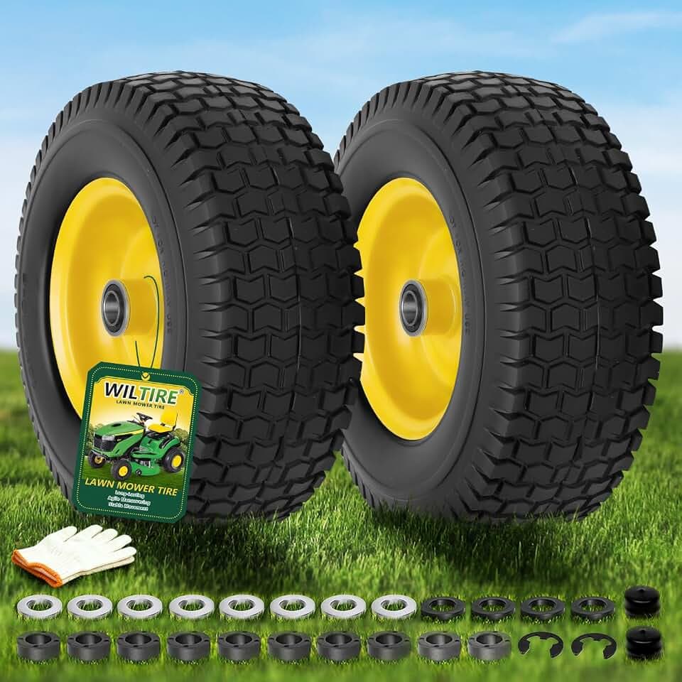 2 Pcs 13x5.00-6nhs Flat Free Lawn Mower Tire and Wheel