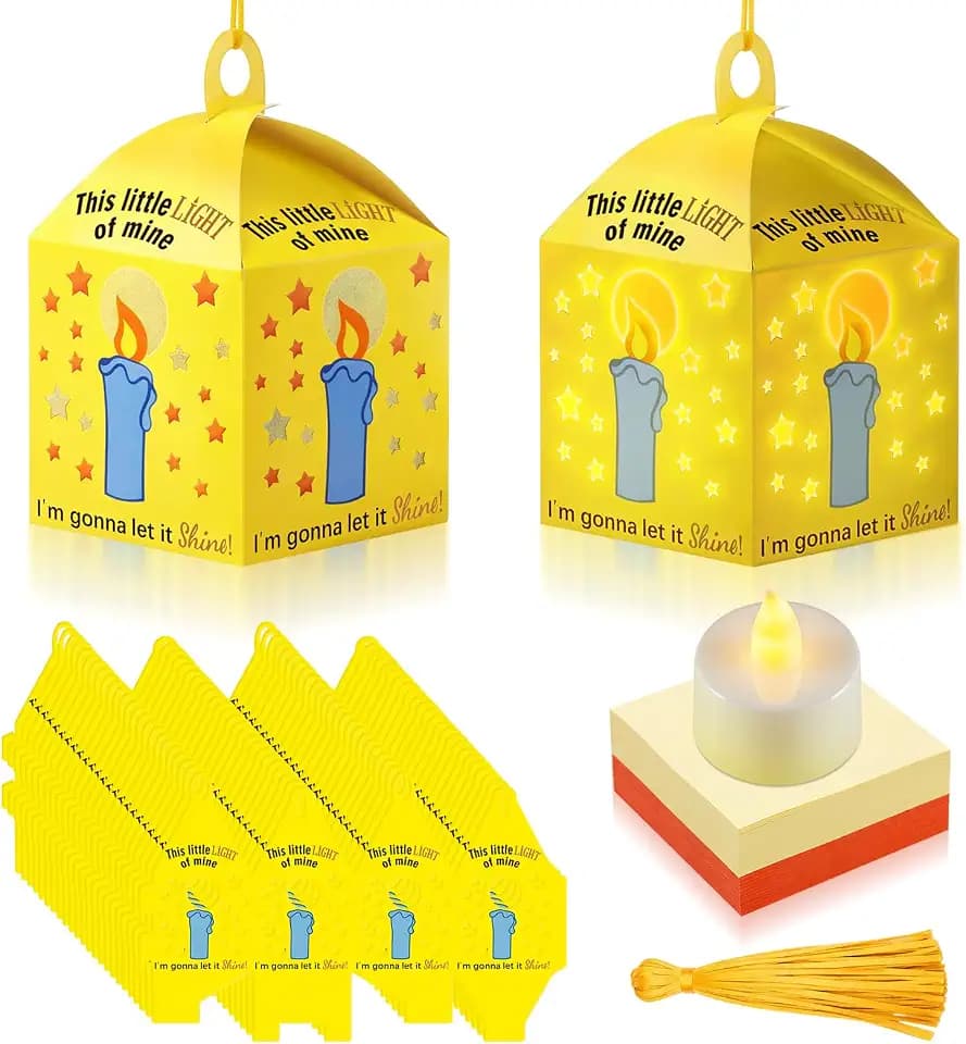 Simgoing 24 Sets Religious Candle Lantern Kit Sunday School Crafts