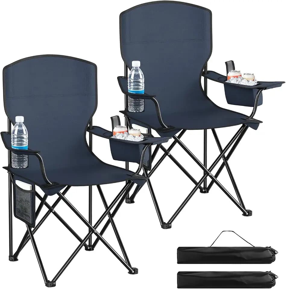WOLTU Campingstuhl 2er Set faltbar, mit Seitentasche und Kühltasche