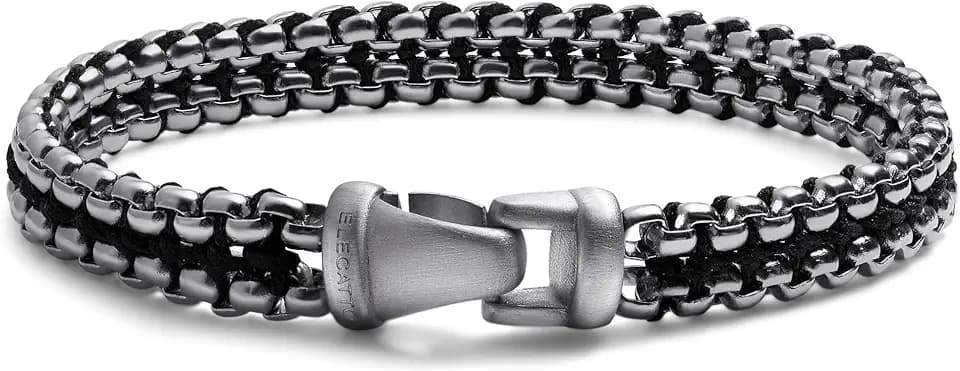 Elegatto Argos Premium Steel Link Bracelet for Men | Intricately Woven Polished Stainless Steel Finish | Men's Designer Jewelry Bracelets