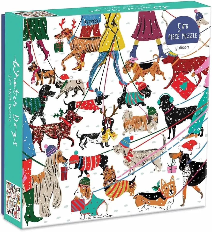 Galison - Winter Dogs 500 Piece Jigsaw Puzzle for Adults