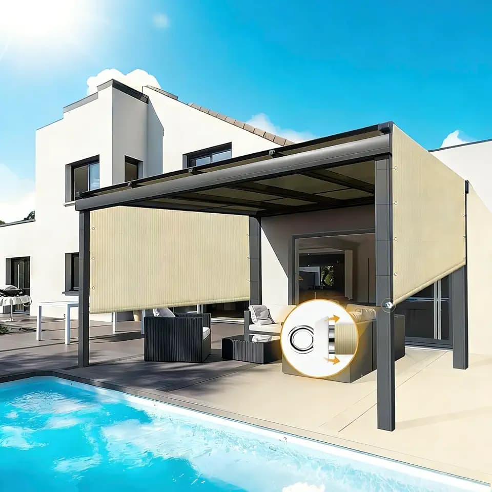8'x20' Outdoor Pergola Shade Cover Replacement, Beige