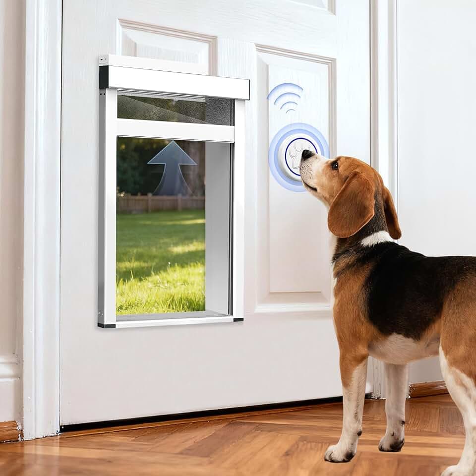 Automatic Dog Door for Door,Smart Dog Door with Doorbell Active,No Collar