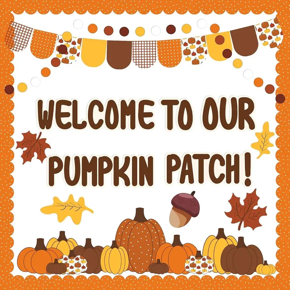 VABAMNA Fall Bulletin Board Decorations, Fall Classroom Decorations, 91Pcs Black Orange Fall Pumpkin Patch Paper Cutouts for School Classroom Autumn Halloween Thanksgiving Harvest Party Decor Supplies