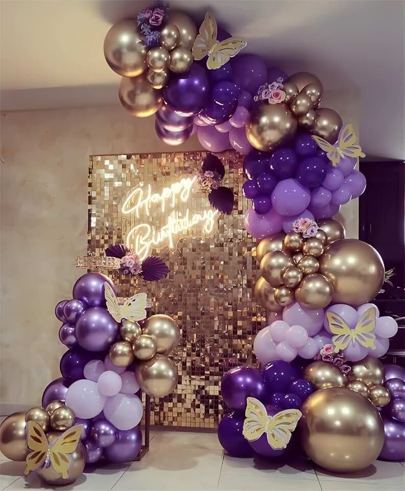 Purple Balloon Arch Kit Purple Gold Balloons Birthday Decorations For Girls